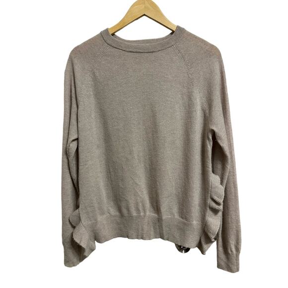 Autumn Cashmere women's oatmeal ruffled slit hem sweater size Medium - Picture 1 of 6